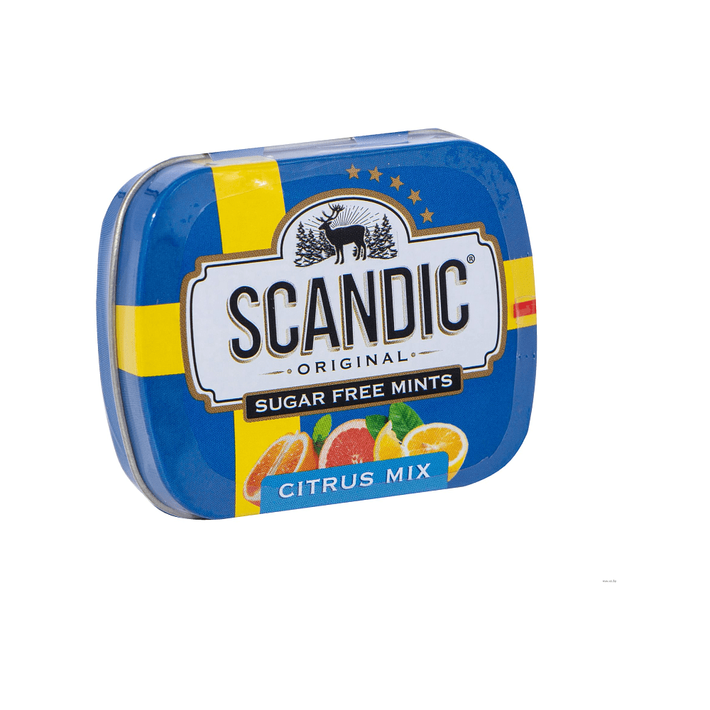 Леденцы "Scandic", 14 г, без сахара, цитрусовый микс