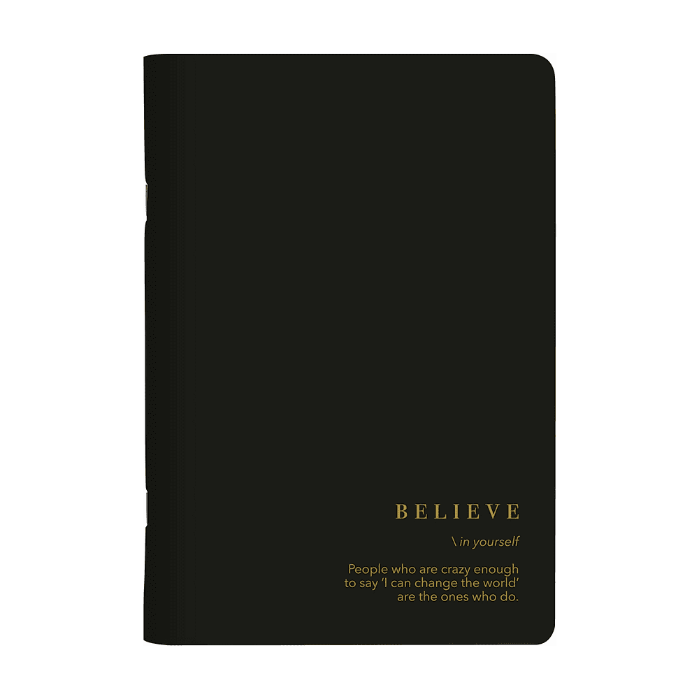 Тетрадь "Believe", A5, 48 листов, клетка, скоба сбоку, черный