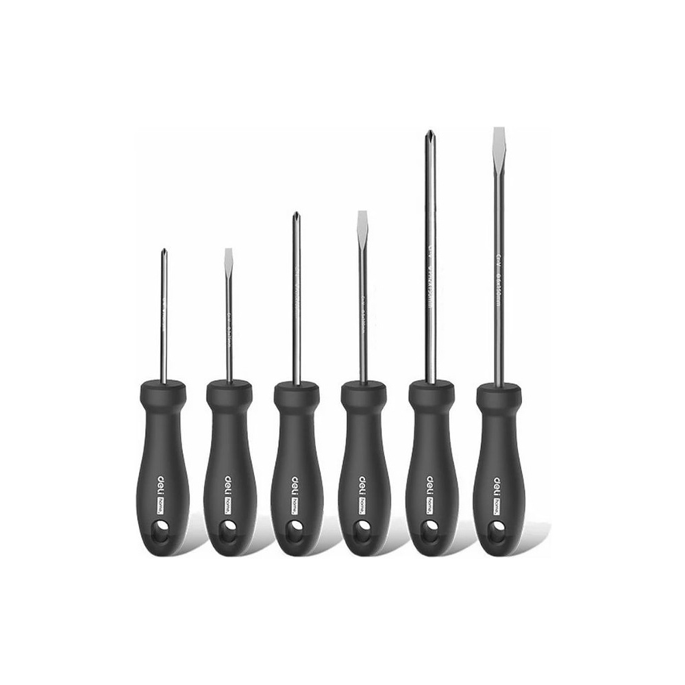 Набор отверток Deli HS EHT1006, 6 шт, Soft Touch, черный