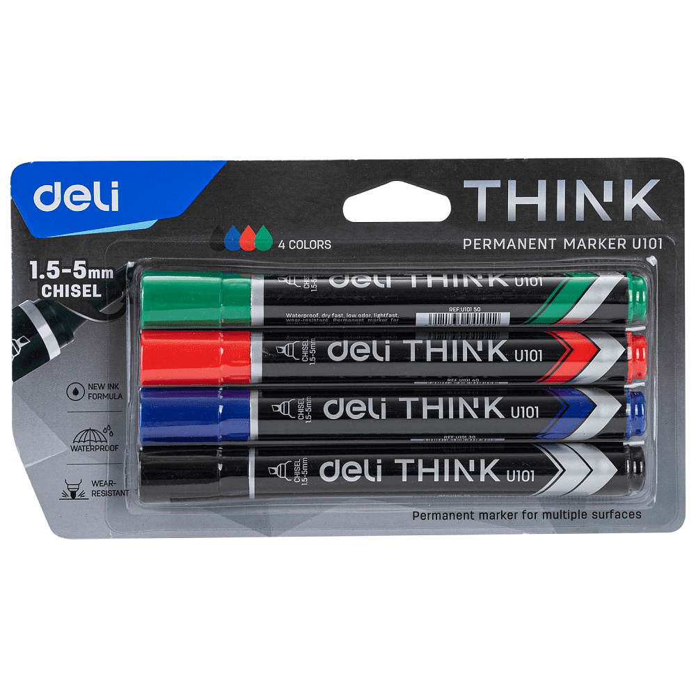 Набор маркеров перманентных "Think", 4 шт, ассорти - 7