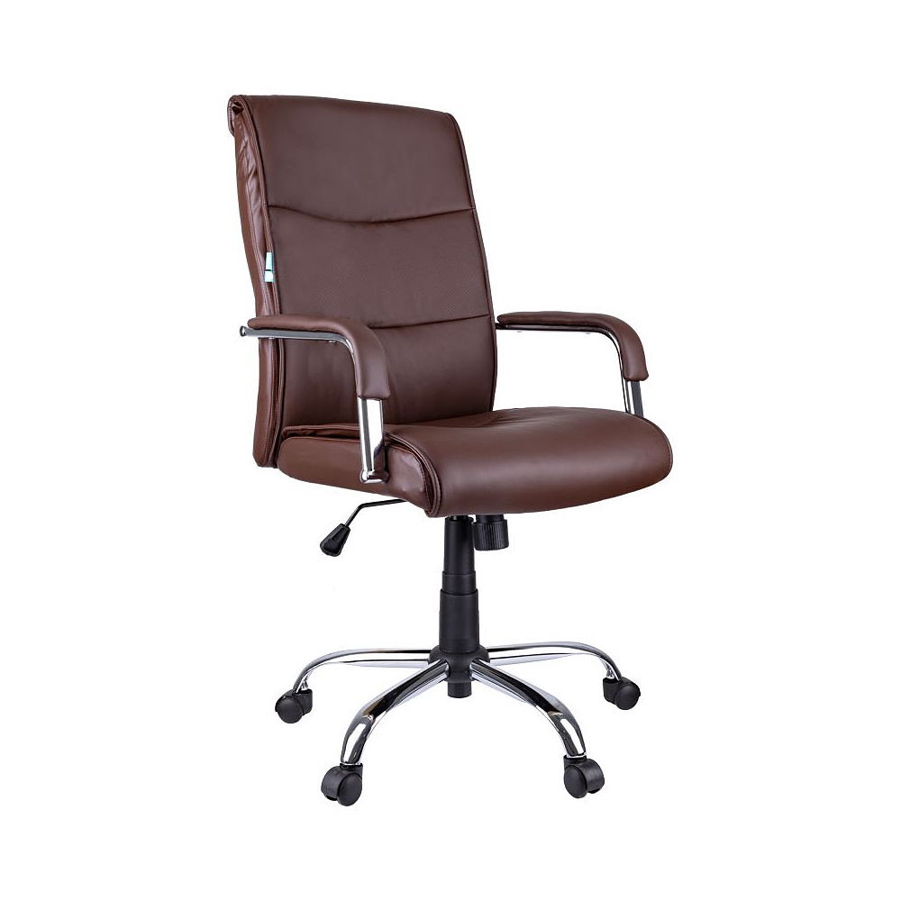 Кресло для руководителя Helmi "HL-E03 Accept", экокожа, металл, коричневый