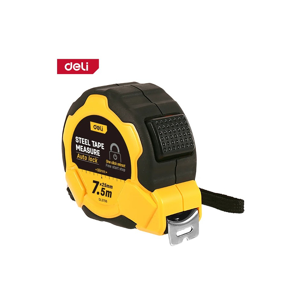 Рулетка Deli YS EDL3796, 7,5 м х 25 мм, желтый, черный - 2