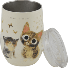 Кружка термическая "Love me. Котики счастье", металл, пластик, 360 мл, белый