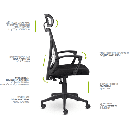 Кресло для руководителя UTFC Астон М-711, сетчатая ткань, черный, -50% - 4