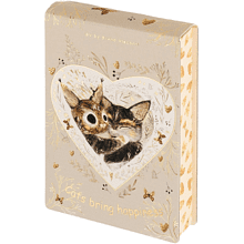 Блокнот "Love me. Котики приносят счастье", A6, 250 листов, нелинейный, склейка сверху, бежевый, золотой