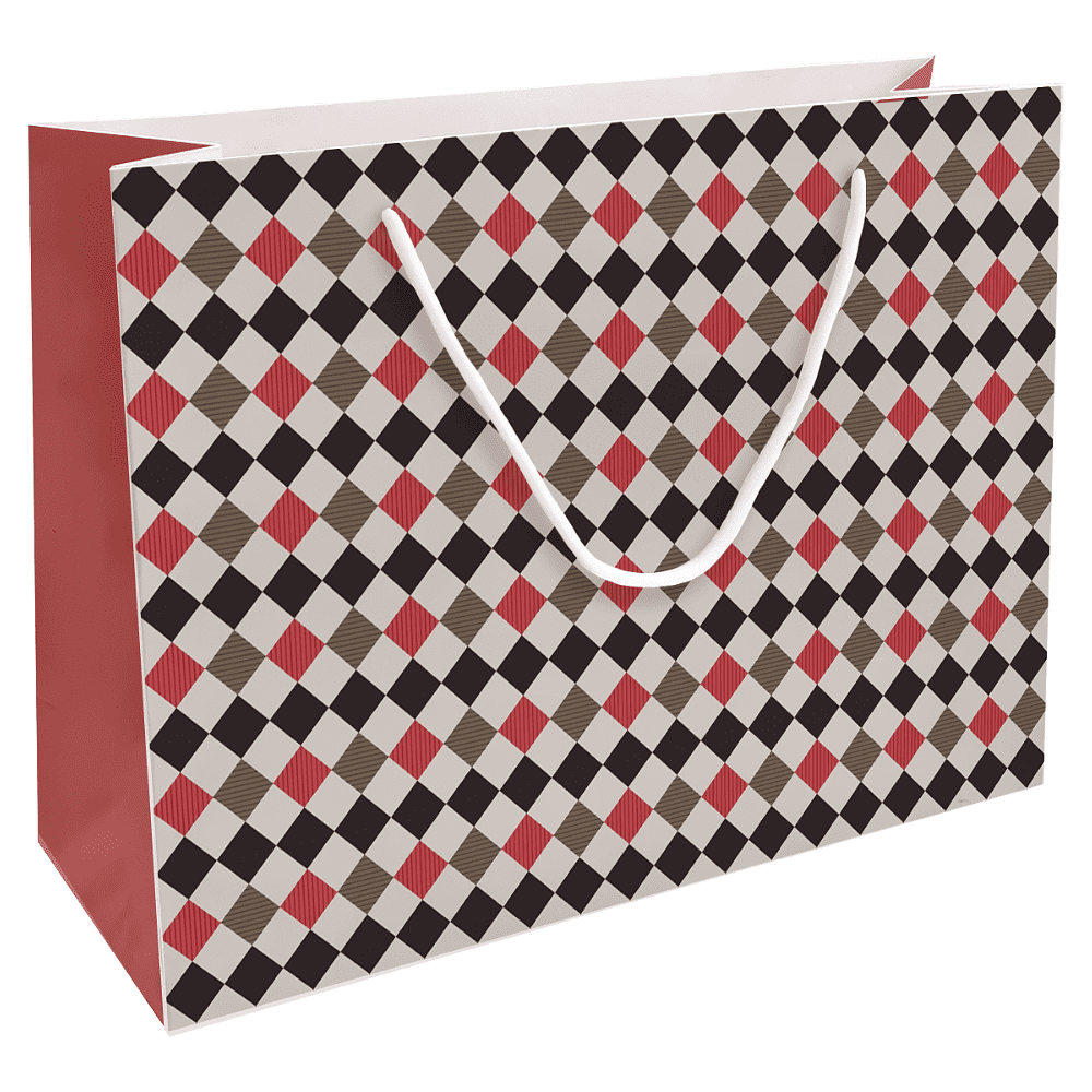 Пакет бумажный подарочный "Cage", 36х26х12 см, красный