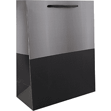 Пакет бумажный подарочный "Two color", 26х32х12 см, серый, черный