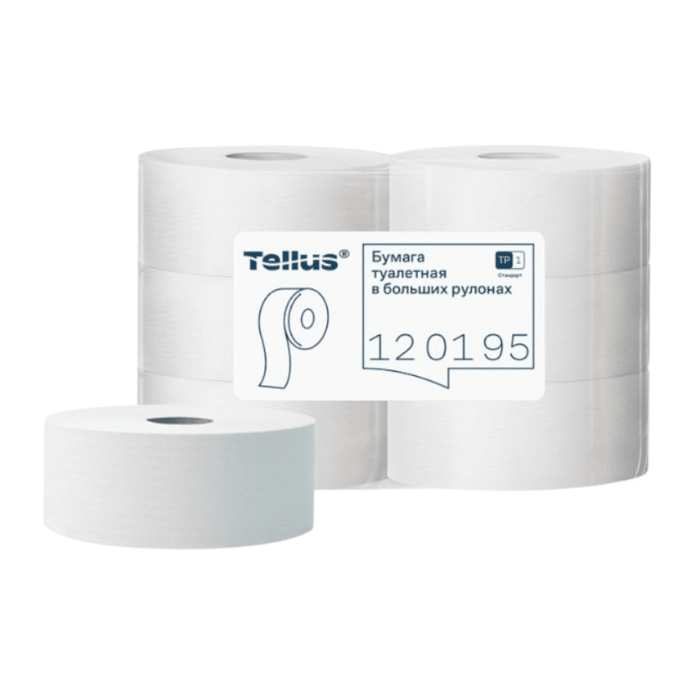 Бумага туалетная Tellus Стандарт, Т1, в больших рулонах, 525 м, 1 слой