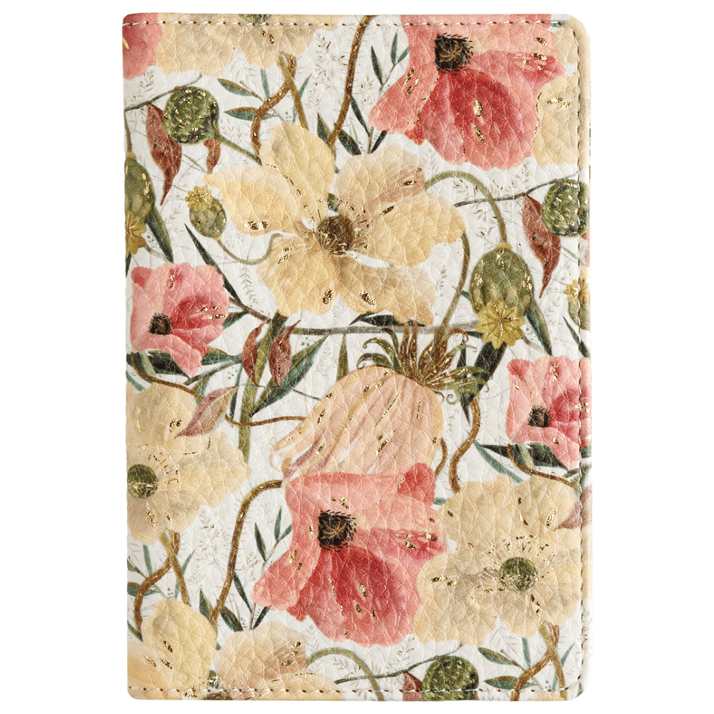 Обложка для паспорта "Flora. Цветочная страсть", кожзам., белый, желтый