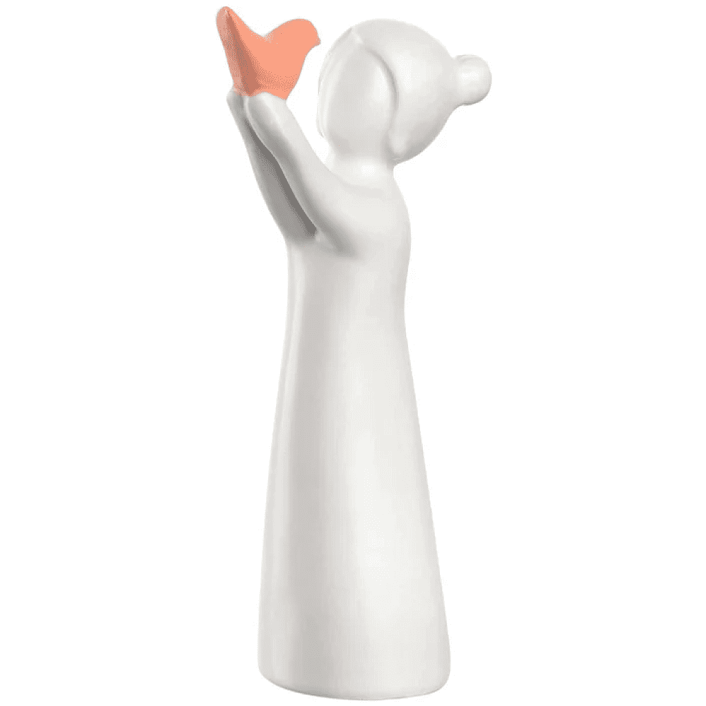 Фигурка "Девочка с птицей Luminosa", 12.7 см, керамика, белый, бежевый