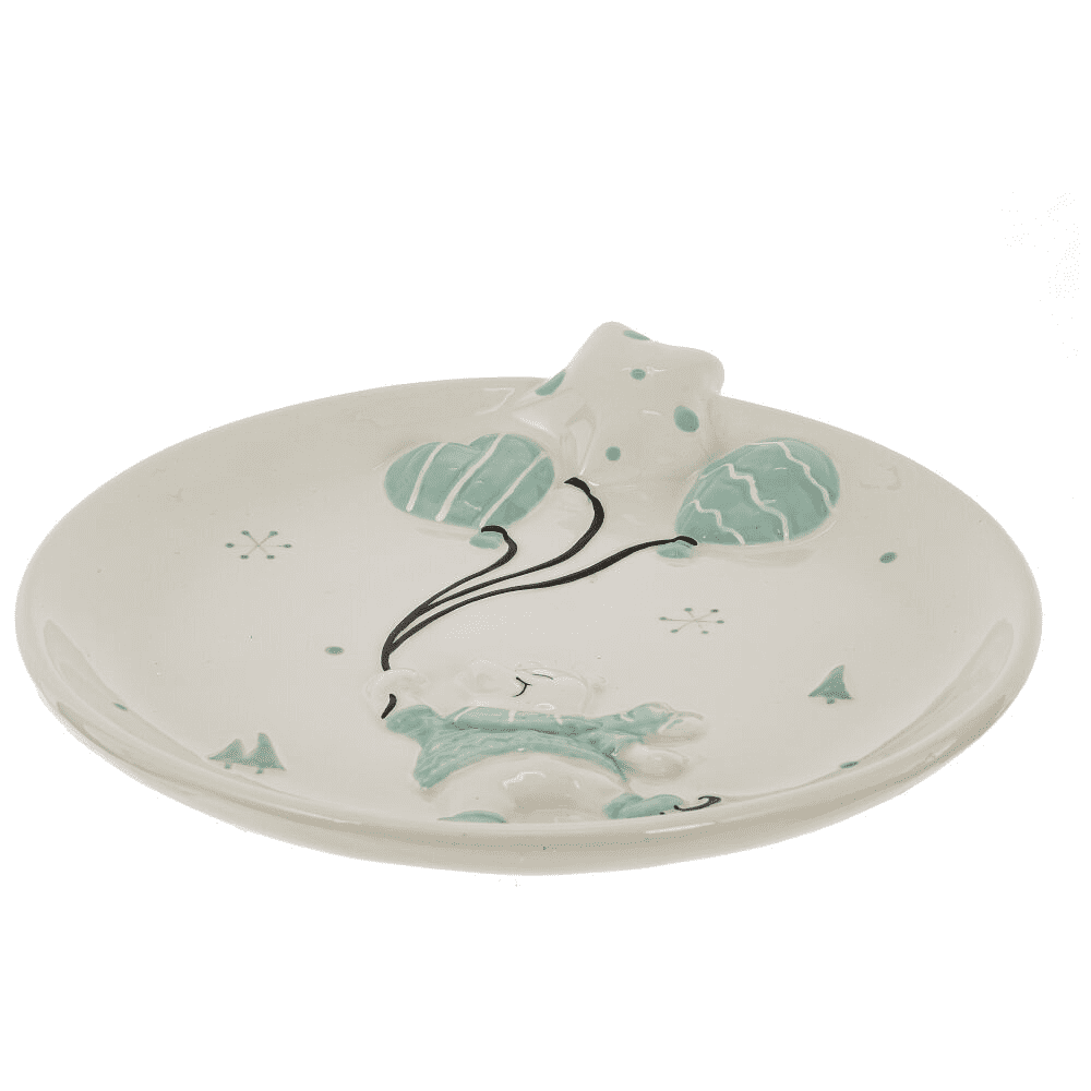 Тарелка керамическая "Белый медведь", 22 см, белый, голубой - 3