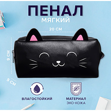 Пенал  "Котик", 1 отделение, черный