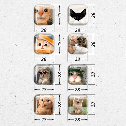 Набор наклеек объемных "Коты. Мемы №2", А6, 1 лист, 8 шт. - 2