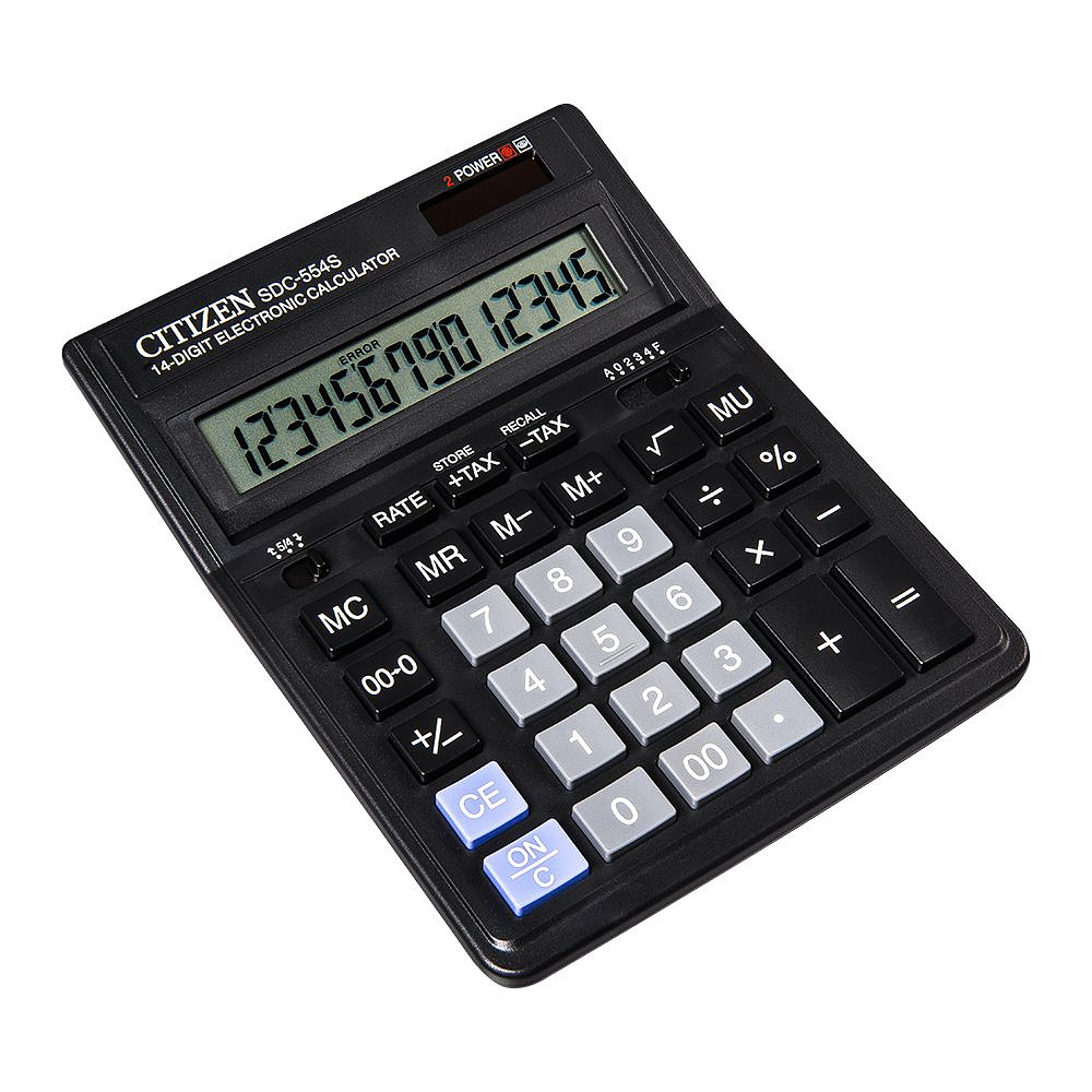 Калькулятор настольный Citizen "SDC-554S", 14-разрядный, черный