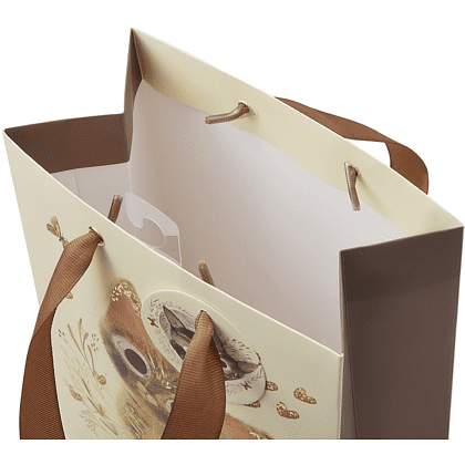 Пакет бумажный подарочный "Love me", 18x23x10 см, бежевый - 4