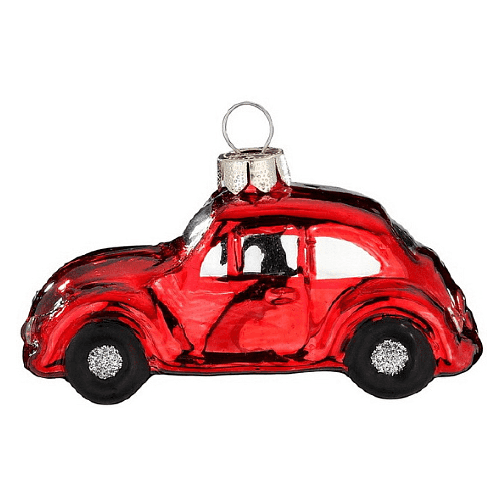 Украшение елочное "Машина", 4 см, стекло, красный