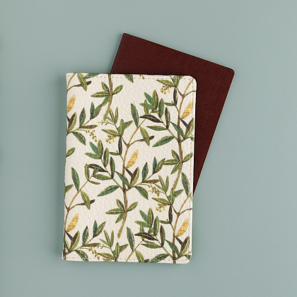 Обложка для паспорта "Flora. Олива", кожзам., белый, зеленый - 6