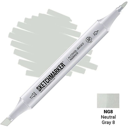 Маркер перманентный двусторонний "Sketchmarker", NG8 серый нейтральный №8