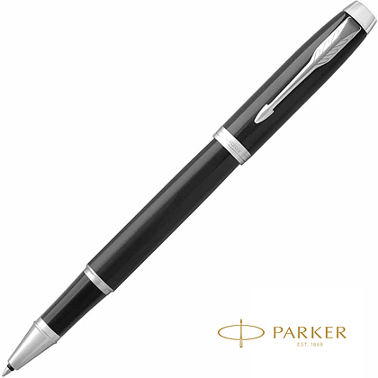 Ручка-роллер "IM Black Lacquer CT", 0.5 мм, черный, серебристый, стерж. черный