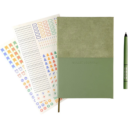 Блокнот "Стихия. Bullet Journal", А5, 80 листов, в точку, оливковый - 15