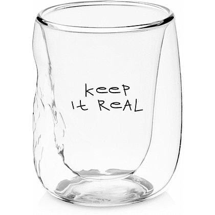 Кружка с двойными стенками и эффектом помятости «Keep it real», прозрачный              - 5