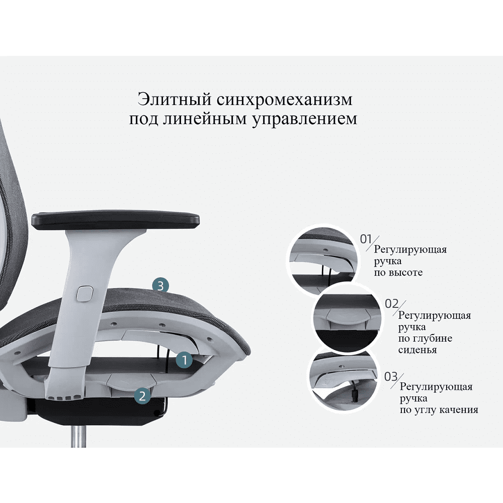 Кресло для руководителя SitZone CH-283A-HS-P1 сетка, серый - 7
