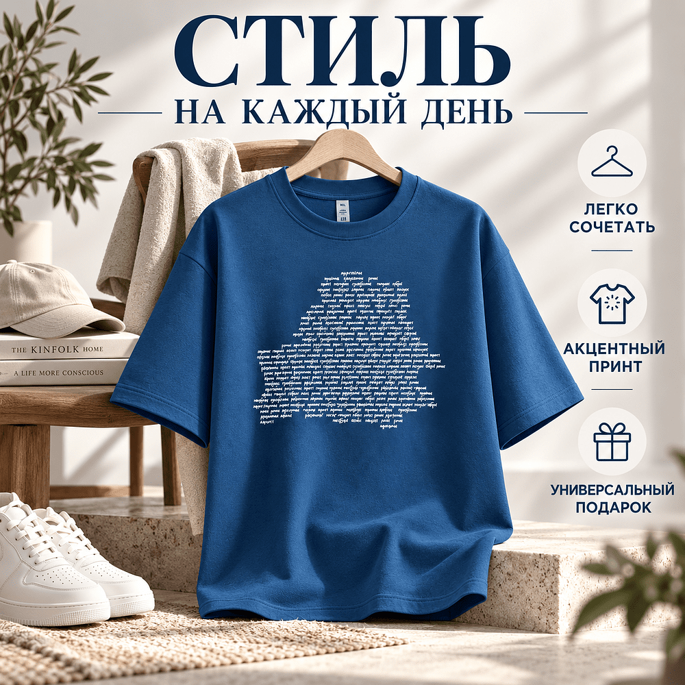 Футболка унисекс "Libra. Гісторыя роднай зямлі", XS-S, х/б, оверсайз, джинсовый - 3