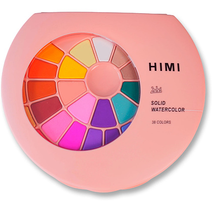Набор красок акварельных "Himi Miya", 38 цветов, кюветы, розовый футляр