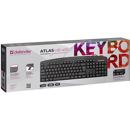 Клавиатура Defender "Atlas HB-450 RU", USB, проводная, черный - 2