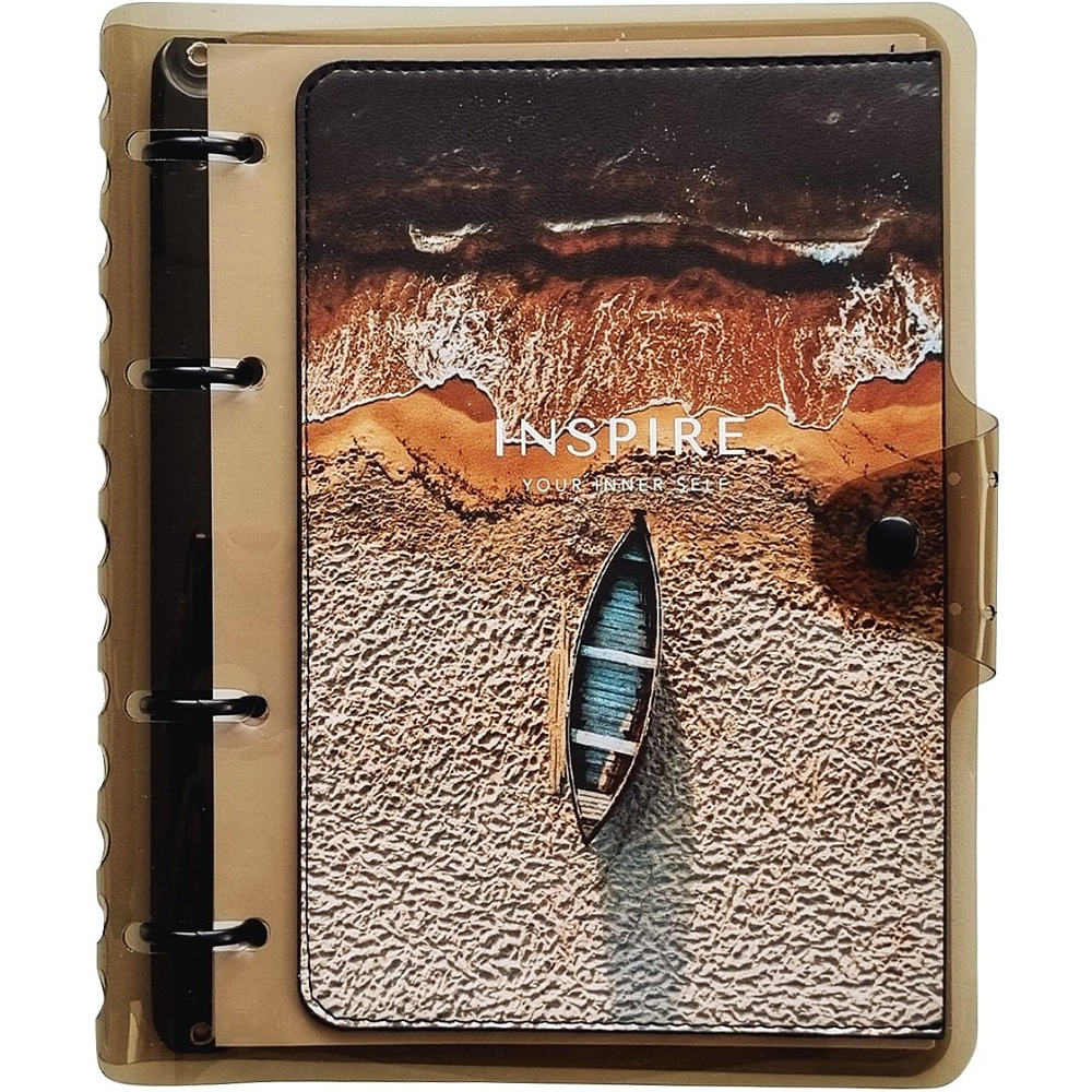 Тетрадь на кольцах "Inspire", B5, 120 листов, клетка, коричневый