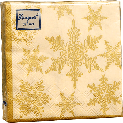 Салфетки бумажные Bouquet de Luxe "Снегопад Золото", 24x24 см, 25 шт