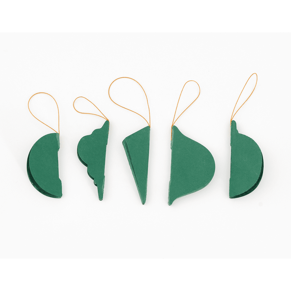 Игрушка бумажная елочная "10888061", 5 шт, зеленый - 3