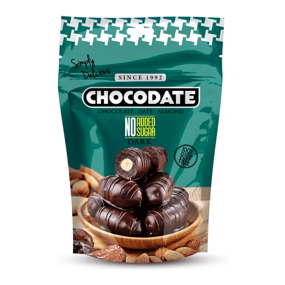 Финики "Chocodate", 100 гр., с миндалем в темном шоколаде без сахара