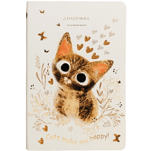 Книга записная "Love me. Милый котик", A5, 100 листов, линейка, бежевый