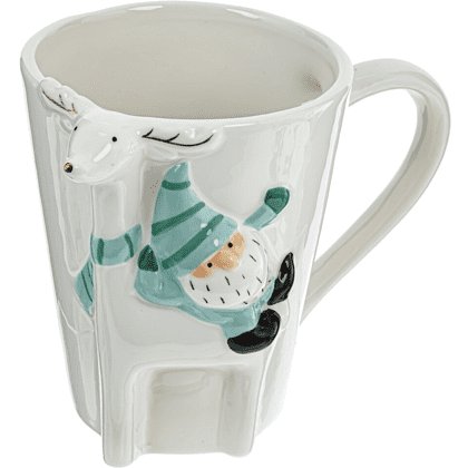 Кружка керамическая "Гном", 400 мл, белый, зеленый - 2