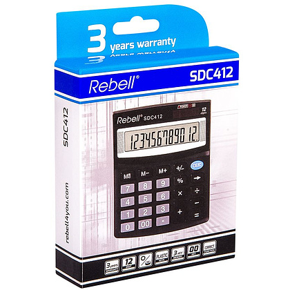 Калькулятор настольный Rebell "SDC-412 BX", 12-разрядный, черный - 2
