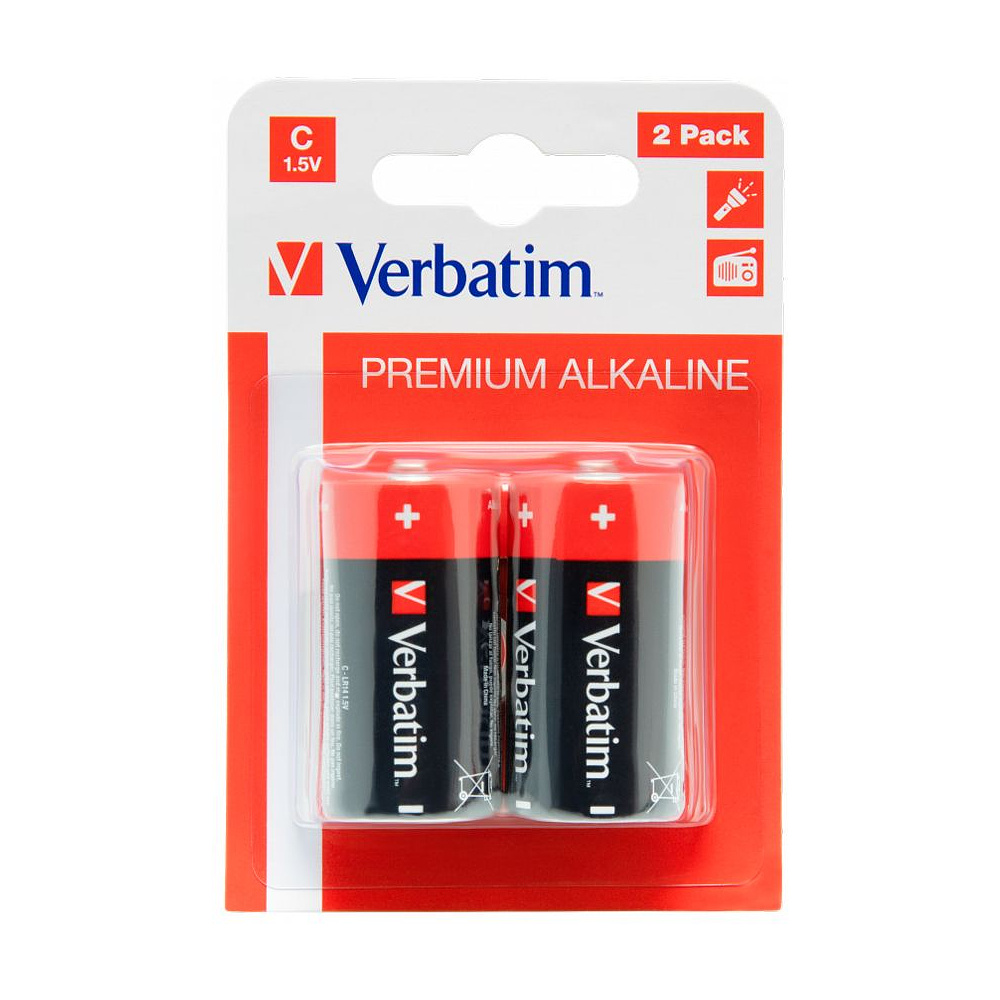 Батарейки алкалиновые Verbatim "C/LR14", 2 шт - 2