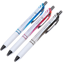 Ручка-роллер "Ener Gel BLN75W", 0.5 мм, белый, черный, стерж. черный