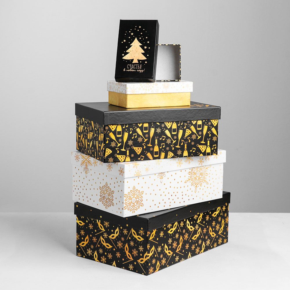 Коробка подарочная "Золотой", 28x18.5x11.5 см, разноцветный - 3