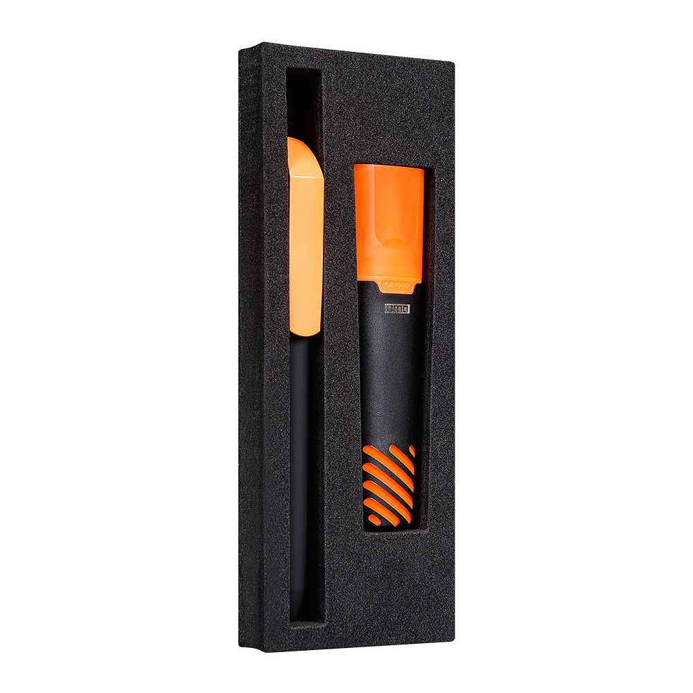 Набор "Flow Pure GOM KF+Liqeo Highlighte": ручка шариковая автоматическая и маркер, черный, оранжевый