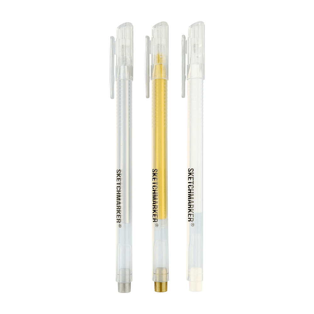 Набор ручек капиллярных "Sketchmarker", 3 шт, белый, золото, серебро - 2
