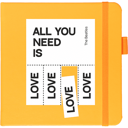 Скетчбук "All you need is love", 12х12 см, 140 г/м2, 80 листов, желтый