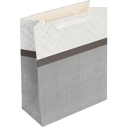 Пакет бумажный подарочный "Two color", 26х32х12 см, белый, серый