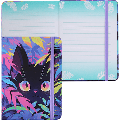 Книга записная "Tropical cat", А6, 64 листа, в линейку, разноцветный