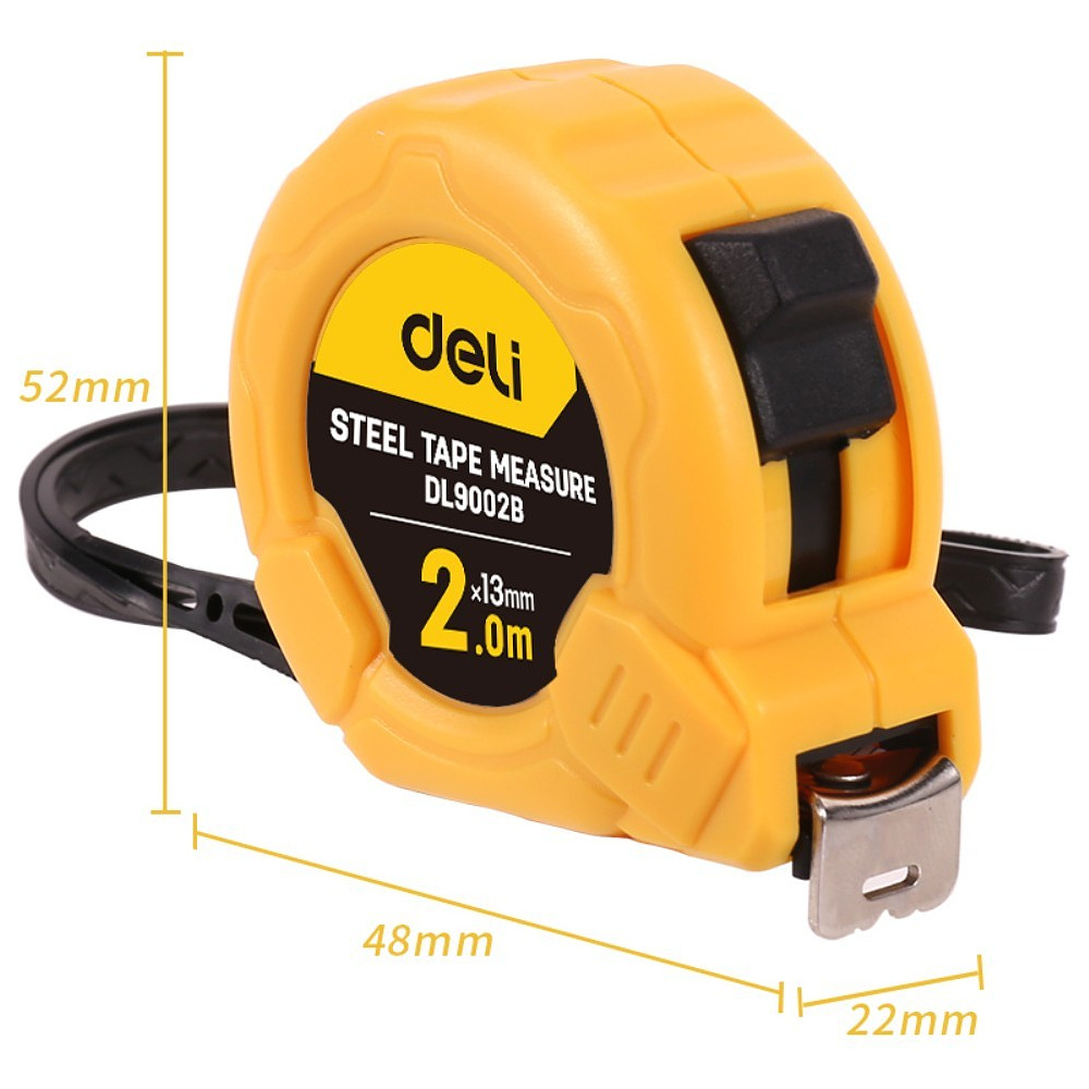 Рулетка Deli YS EDL9025B, 2 м х 13 мм, желтый, черный - 3
