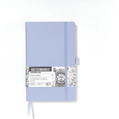 Скетчбук "Sketchmarker", 13х21 см, 140 г/м2, 80 листов, пыльный голубой