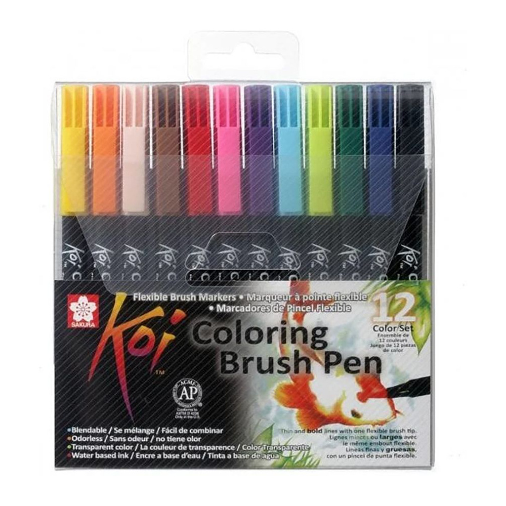 Набор маркеров акварельных "Koi Color Brush", 12 цветов