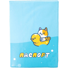Обложка для паспорта "Duck and cat", голубой