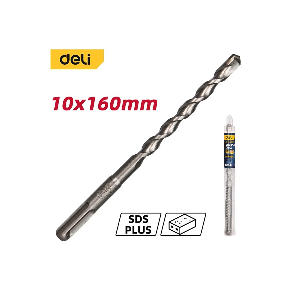 Бур по бетону Deli YS EDH-Y101600, 10x160 мм, SDS-PLUS - 2 Бур по бетону Deli YS EDH-Y101600, 10x160 мм, SDS-PLUS - 2