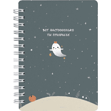 Блокнот "Boo. Поляна", А6, 80 листов, в клетку, серый